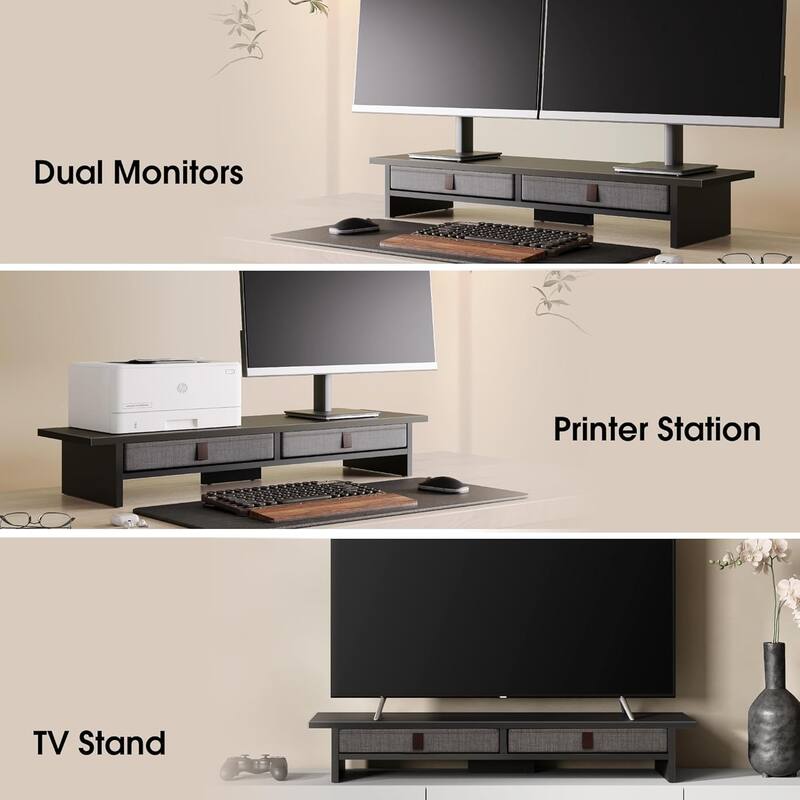 Fenge Dual Monitor Stand, 2 Tiers Monitor Riser for Desk