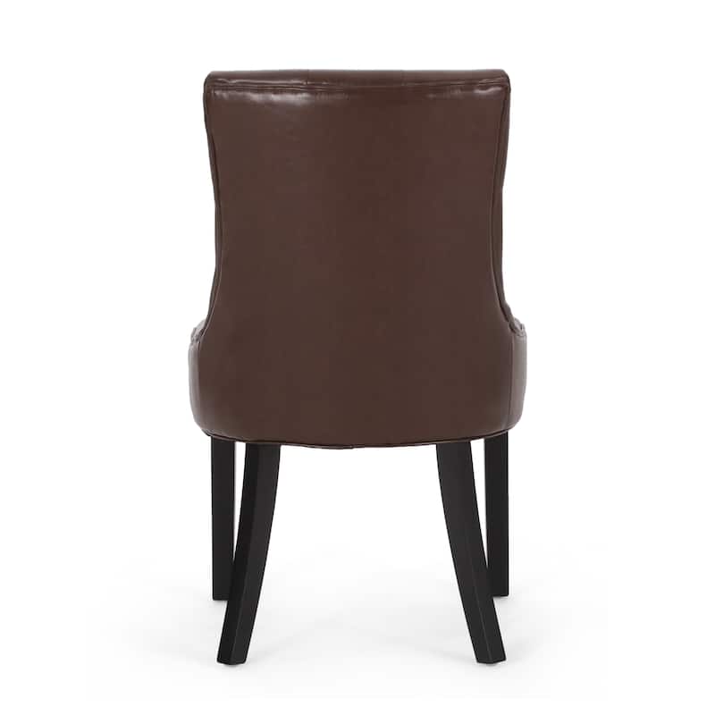 Set of 2 PU-Leather Upholstered Dining Chair with Tapered Legs