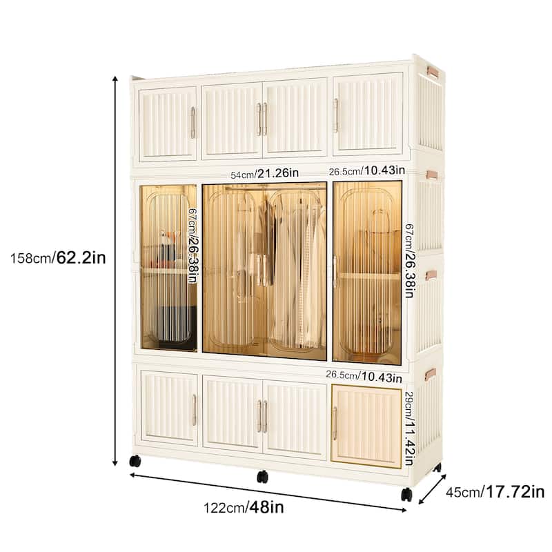 Compact Baby Wardrobe Organizer – Magnetic-Door Cubes & Hanging Rod – Includes Hangers, Portable Closet Dresser‌