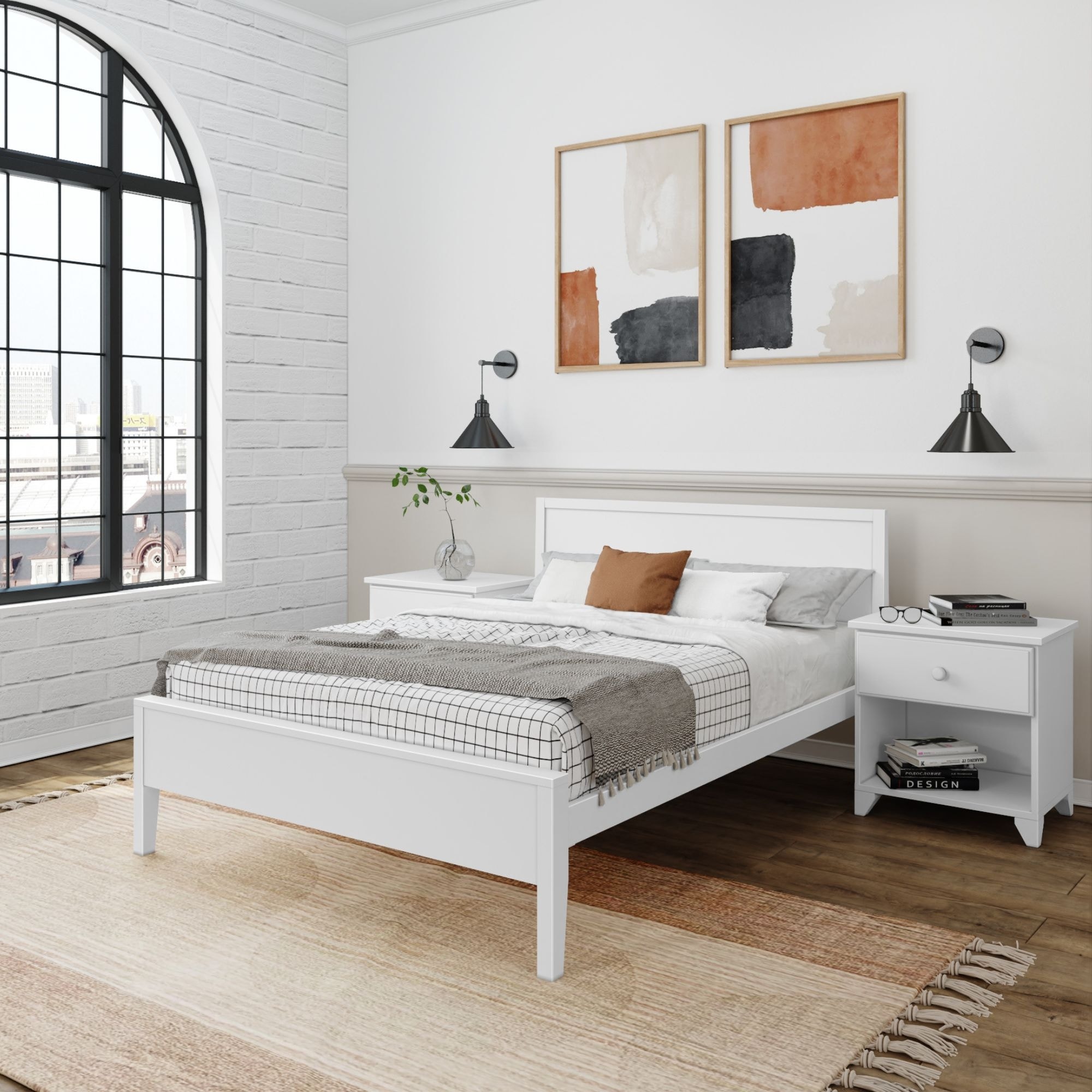Full Platform Wood Bed with Panel Headboard