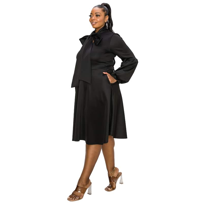 L I V D Women's Plus Size Bekah Flare Pocket Dress - Black - 1X