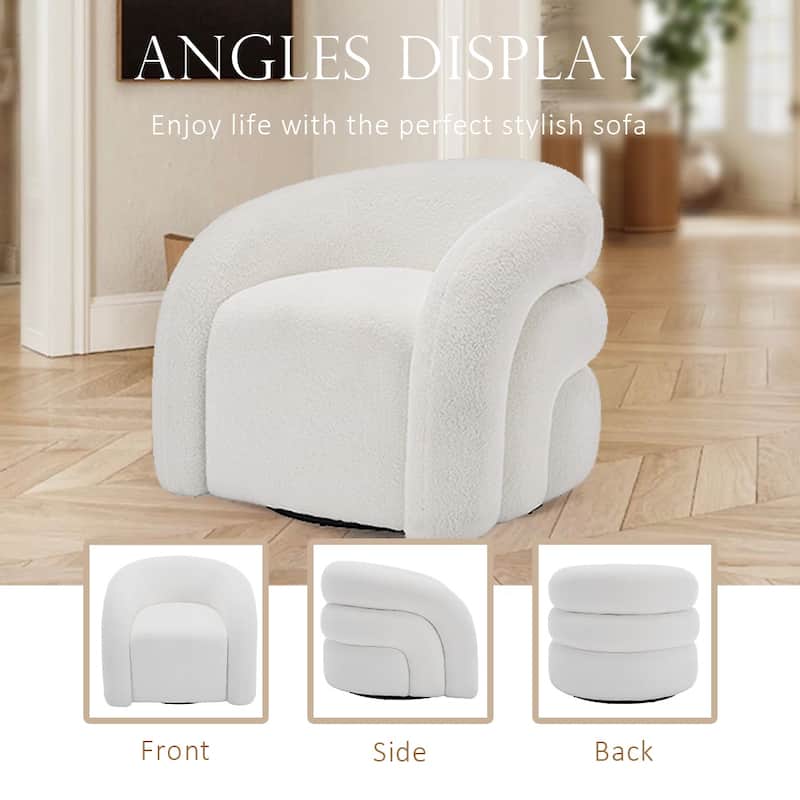 Upholstered Boucle Swivel Accent Chair