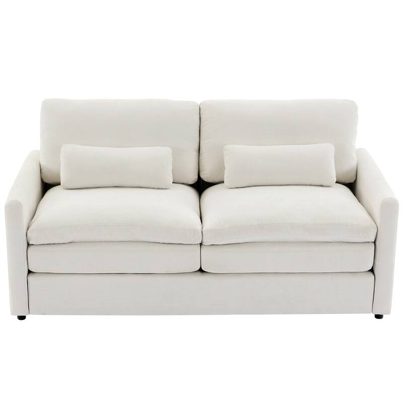 Chenille Fabric Upholstered Loveseat Sofa, Deep Seat Couch Settee with Pillow, 2 Seater Sofa with Plush Cushion