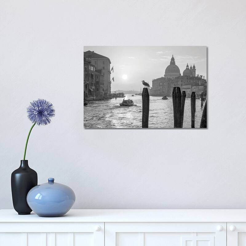 iCanvas "Sunrise At The Canal Grande In Black And White, Venice, Italy" by Jan Becke Canvas Print - 12x18x1.5