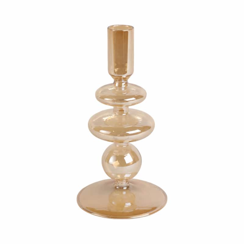 Modern Bubble Glass Candle Holder with Rounded Accent Base