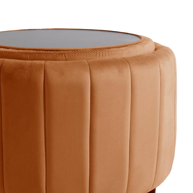 Modern Round Velvet Storage Ottoman Footrest Footstool