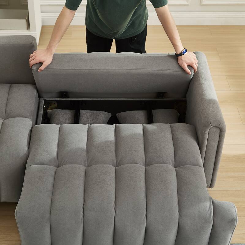 Sofa Bed with 2 Hidden Storage Bags, Multi-Functional Sleeper Sofa Loveseat with Adjustable Backrest