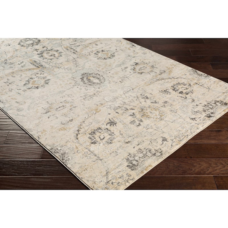 Hauteloom Erbacon Living Room, Bedroom Area Rug - Beige, Black, Charcoal - 2' x 2'11"