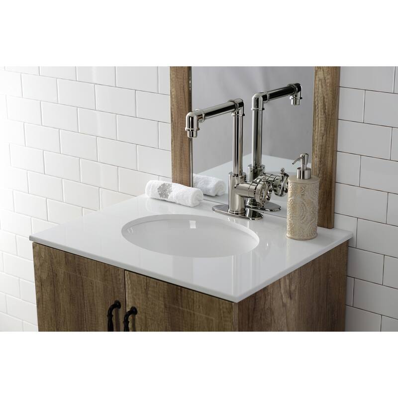 Kingston Brass Belknap Single-Handle 1-Hole Deck Mount Bathroom Faucet with Push Pop-Up - Polished Nickel