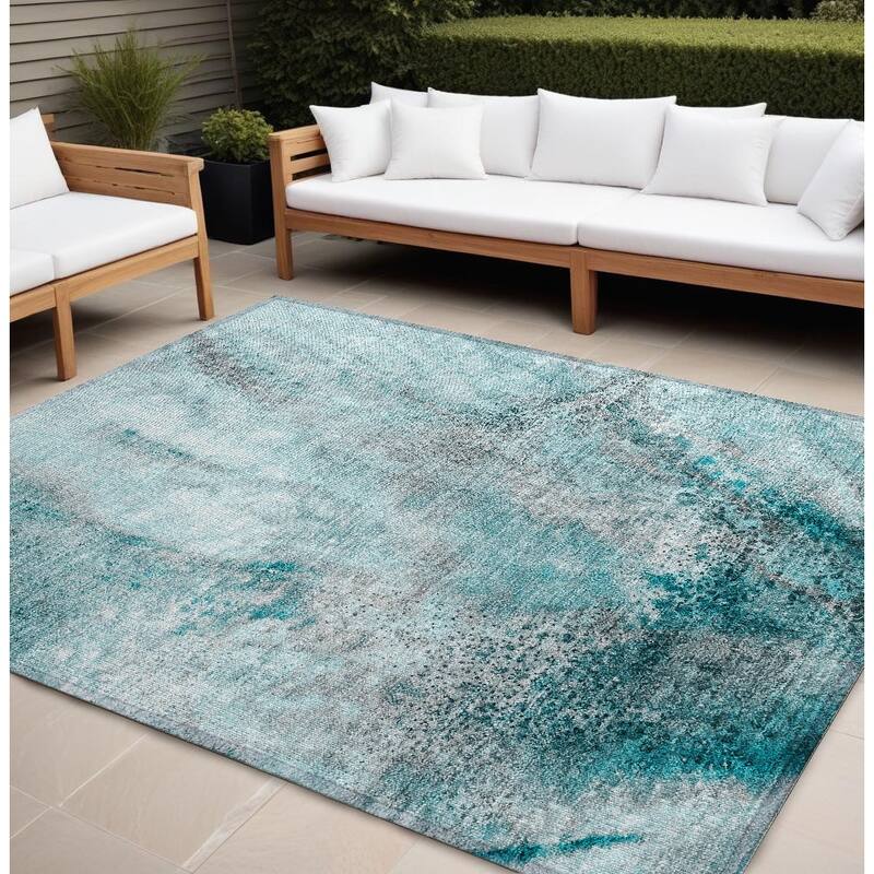 Lalu Modern Art-Inspired Weather Resistant Modern Chic Outdoor Rug - 10' X 14' - Multi