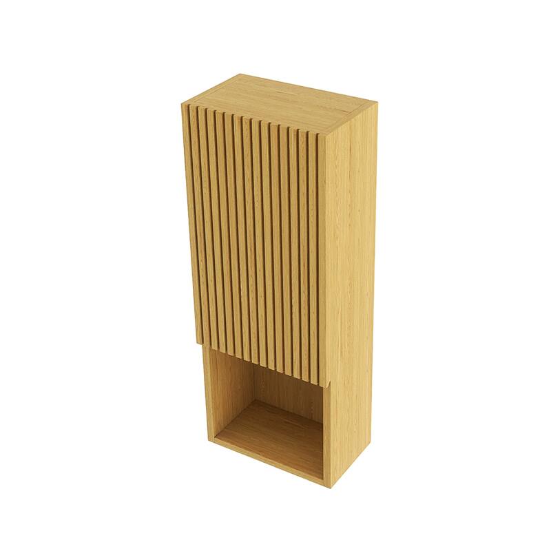 Wall Mounted Bathroom Cabinet with Door and Shelves in Oak