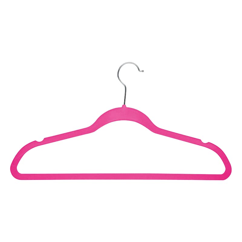 Simplify 25 Pack Slim Velvet Suit Hangers in Fuchsia - 9"x 17.70" x 0.16"