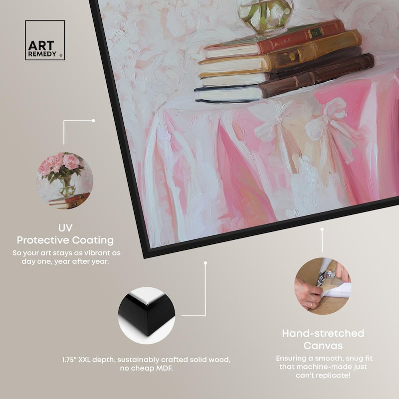 Pink Peonies on Books Canvas by Art Remedy