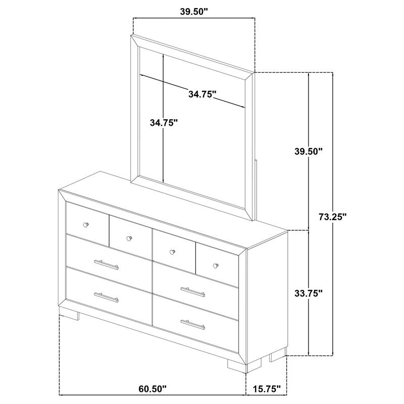 Arielle 6-drawer Bedroom Dresser with Mirror Light Oak