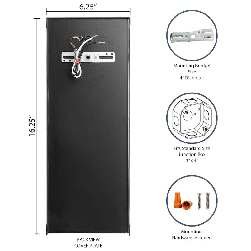 River of Goods Multicolor Stained Glass and Black Satin Rectangular 1-Light Outdoor Wall Sconce - 6.25" x 5.5" x 16.25"