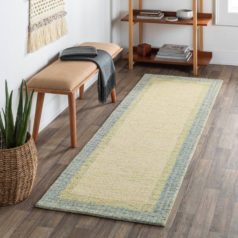 Artistic Weavers Rosina Modern Hand Tufted Wool Area Rug - 2' 6" x 10' - Olive/Sage