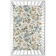 preview thumbnail 1 of 4, Baby Girl Fitted Mini Crib Sheet Vintage Floral Blue Yellow Portable Crib Pack Play Taupe White Shabby Chic Flower Boho Bohemian