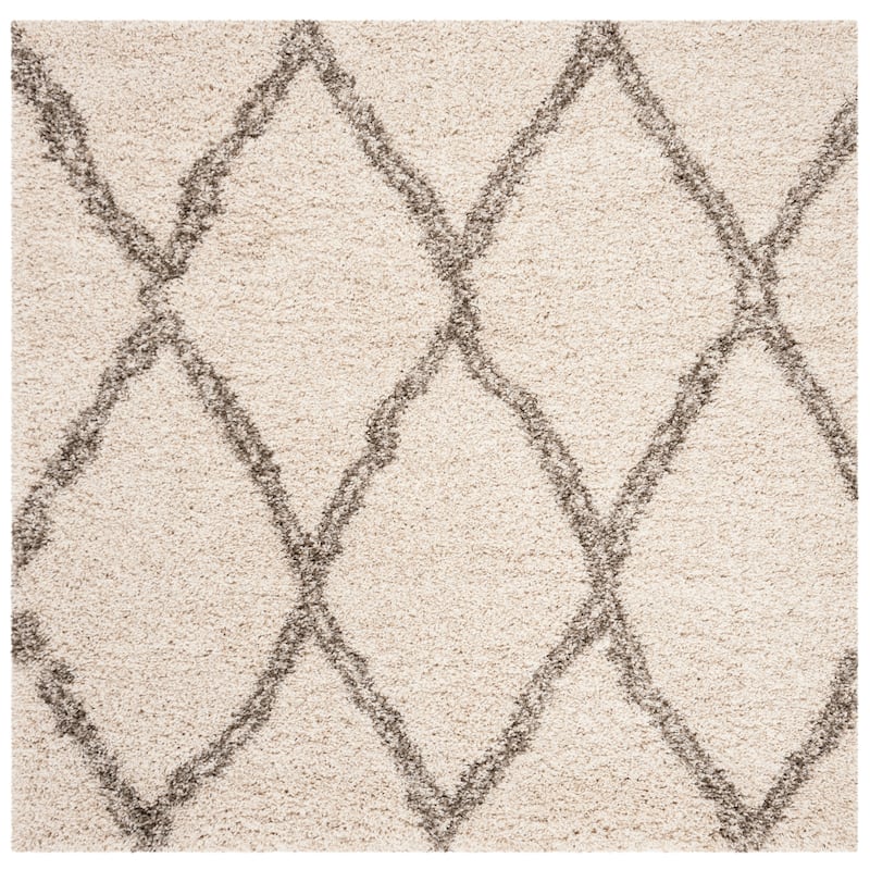 SAFAVIEH Hudson Shag Akbota 2-inch Thick Rug - 5' Square - Ivory/Grey