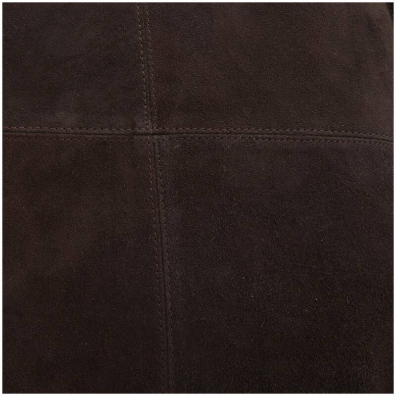 Leather Low Profile Square Pouf with Patchwork Design - Brown, Gray or Dark Brown- Roche River Decor