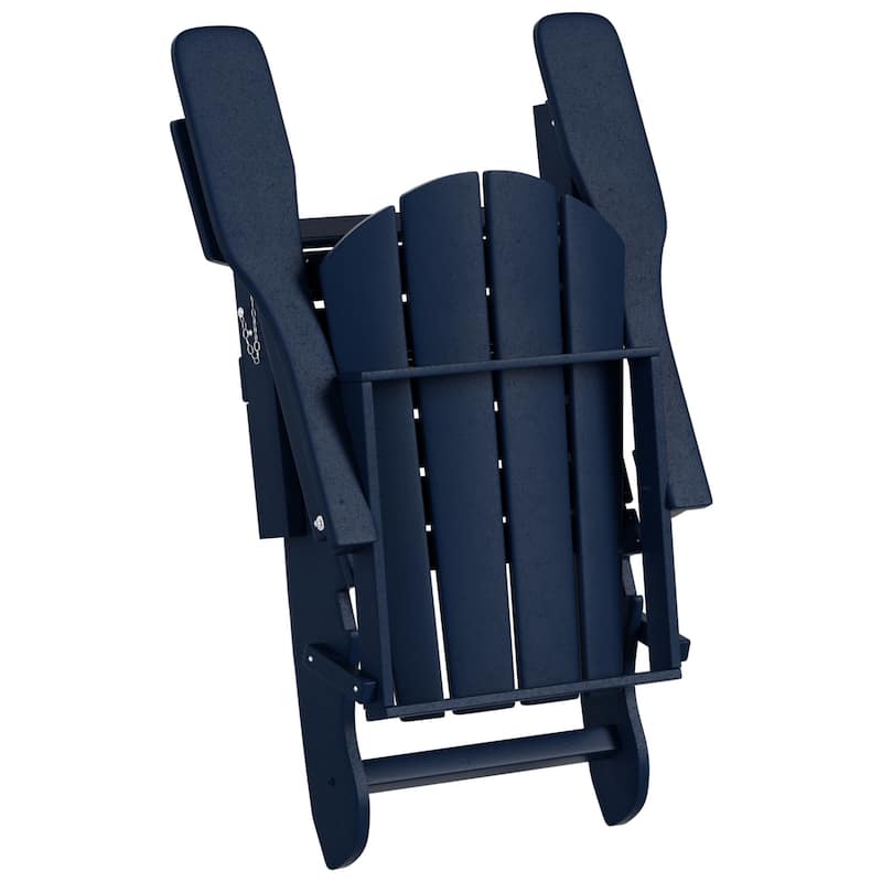 Polytrends Laguna Hdpe All Weather Outdoor Patio Foldable Adirondack Chair With Side Table (2-Piece Set)