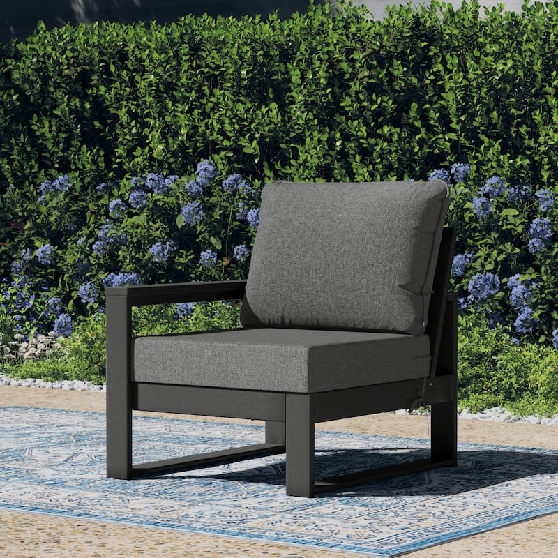 Polytrends Endless Patio Deep Seating Left Arm Chair with Gray Frame