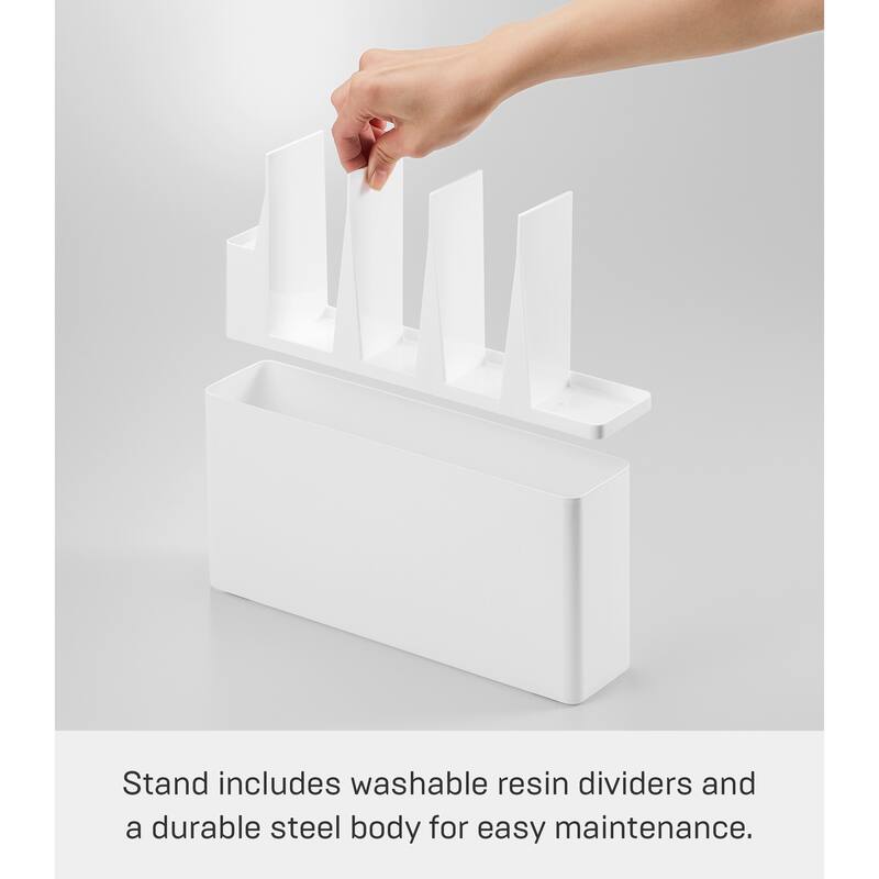 Yamazaki Home Utensil and Thin Cutting Board Holder, Steel, Utensil Holder - L 2.68 x W 11.81 x H 5.63 inches