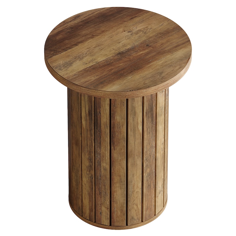 Small Round End Couch Side Table with Pedestal Base for Living Room