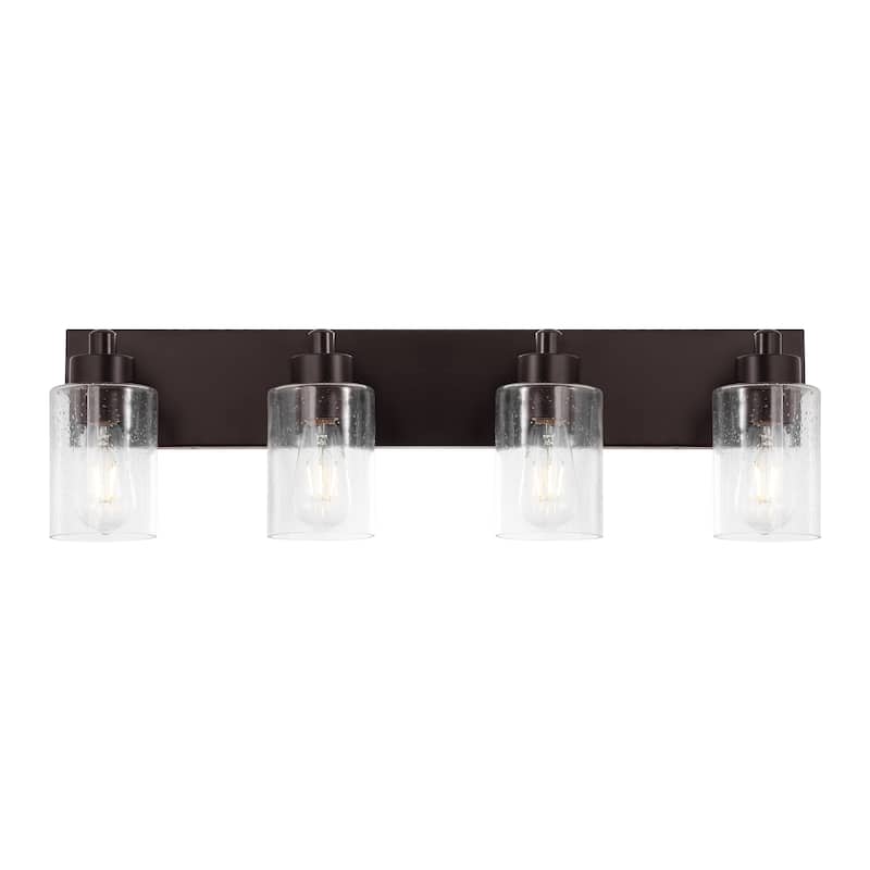 Lydia Seeded Glass/Iron LED Vanity Light, by JONATHAN Y - 4-Light - Oil Rubbed Bronze/Clear