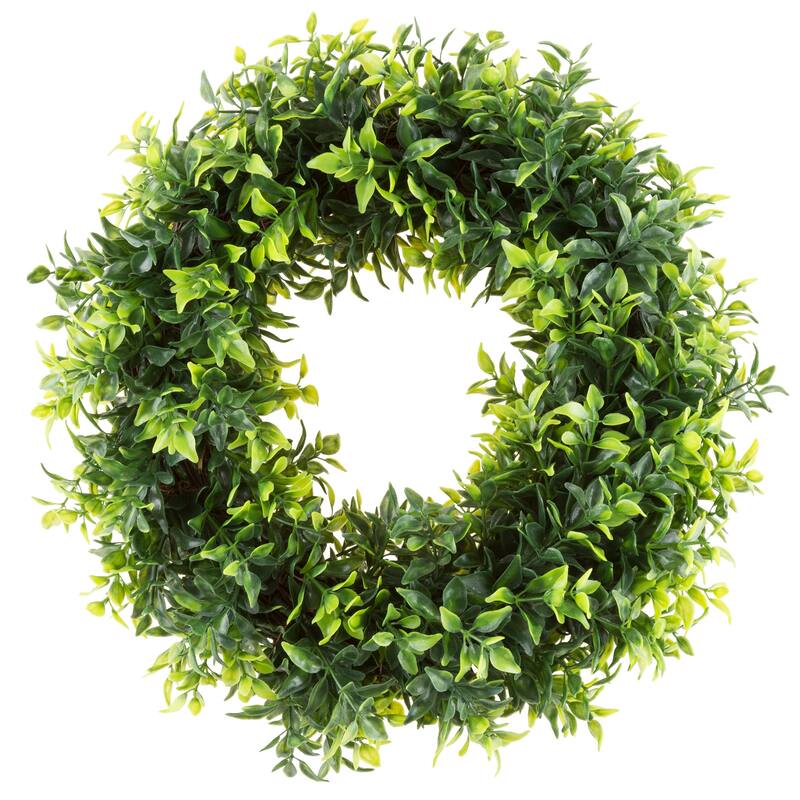 Decorative UV Resistant Boxwood Fall Wreath - 11.5-Inch Round - Single