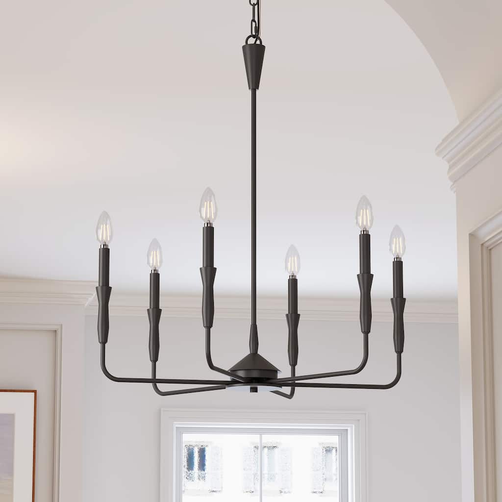 Farmhouse Multi-Light Classic Black Candle Chandelier for Kitchen Island