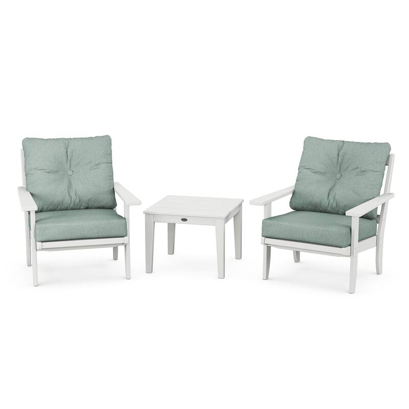 POLYWOOD Canyon 3-Piece Deep Seating Set - White / Glacier Spa