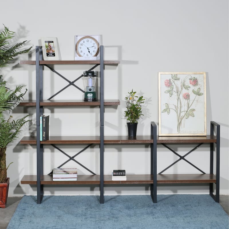 Adjustable Wood and Metal Display and Etagere Bookshelves and Bookcases - 70.86*56.69*11.34 inches