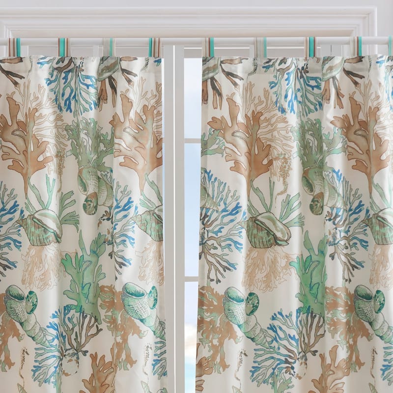 Greenland Home Fashions Atlantis Jade Coastal Curtain Panel Set (Set of 2) - 84 W x 84 L