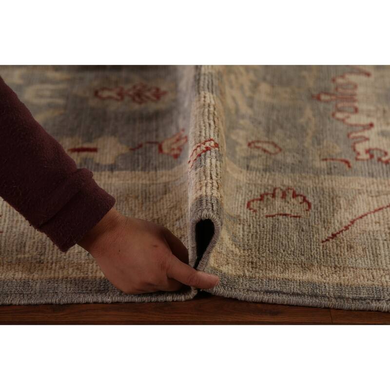 Vegetable Dye Oushak Turkish Area Rug Handmade Grey Wool Carpet - 8'4"x 9'11"