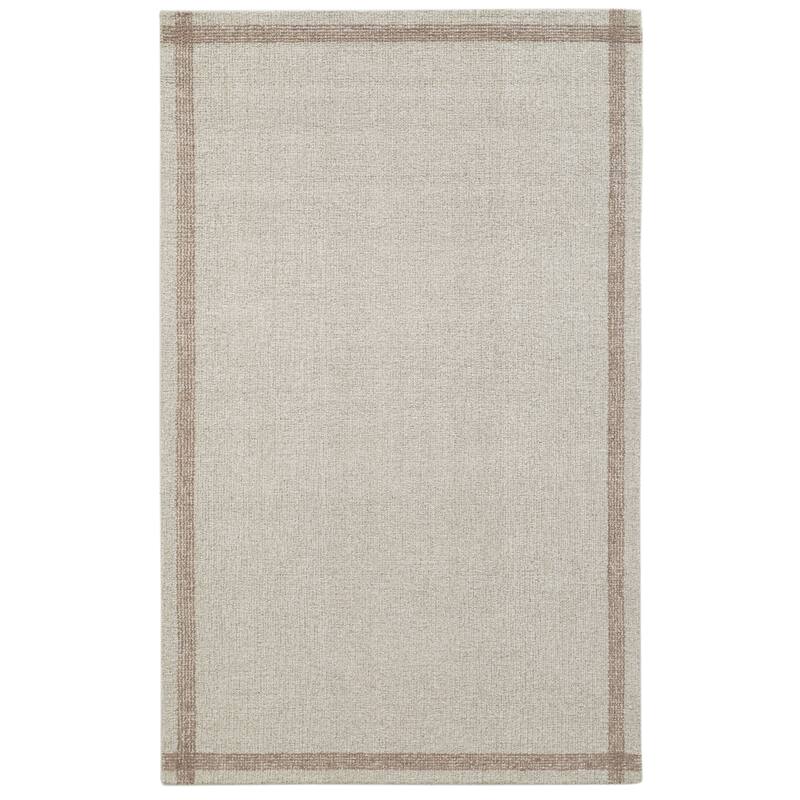 Terra by Obeetee Wander Distressed Border Bisque Rug - Straw Stripe - 8'9" x 11'9"