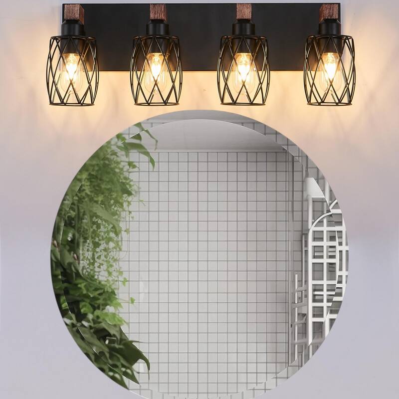 KISRAIS Farmhouse Bathroom Vanity Light with 3/4/5/6/7 Lights for Bathroom, Hallway (Bulb Not Included) - 4 Lights