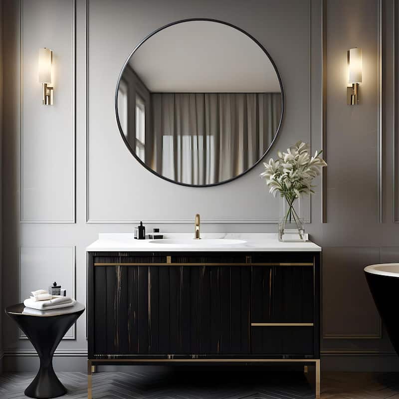 42 Inch Metal Framed Round Bathroom Mirror for Wall