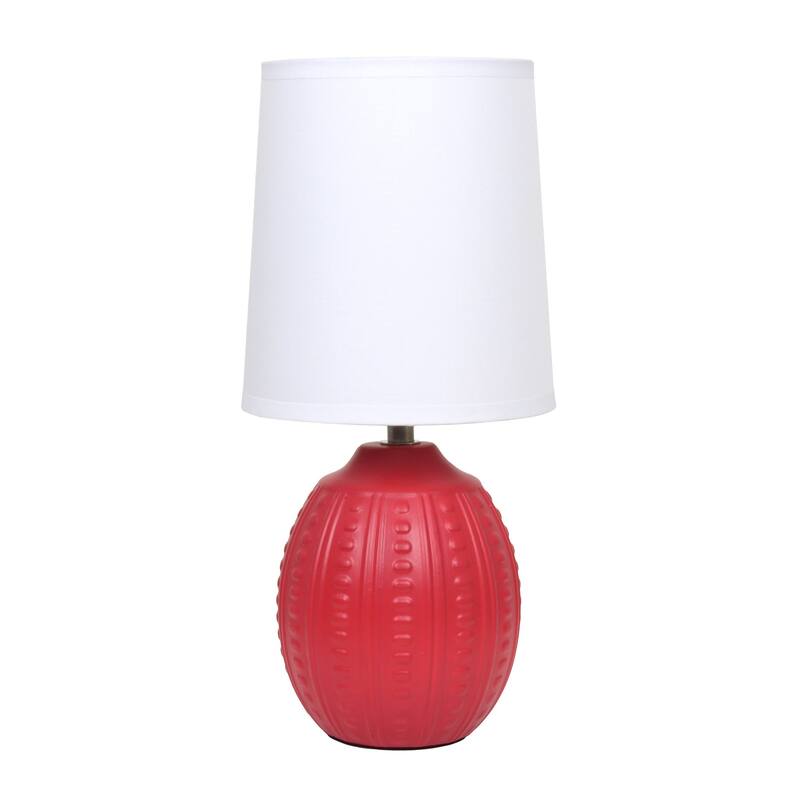 Mini Textured Oval Table Lamp with Tapered Shade - 12.5" - Red