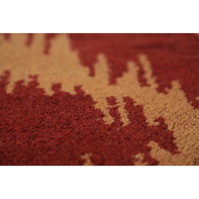 Hand Knotted Oriental 100% Wool Carpet Modern Geometric Red Moroccan Area Rug - 11' 8'' X 8' 11''