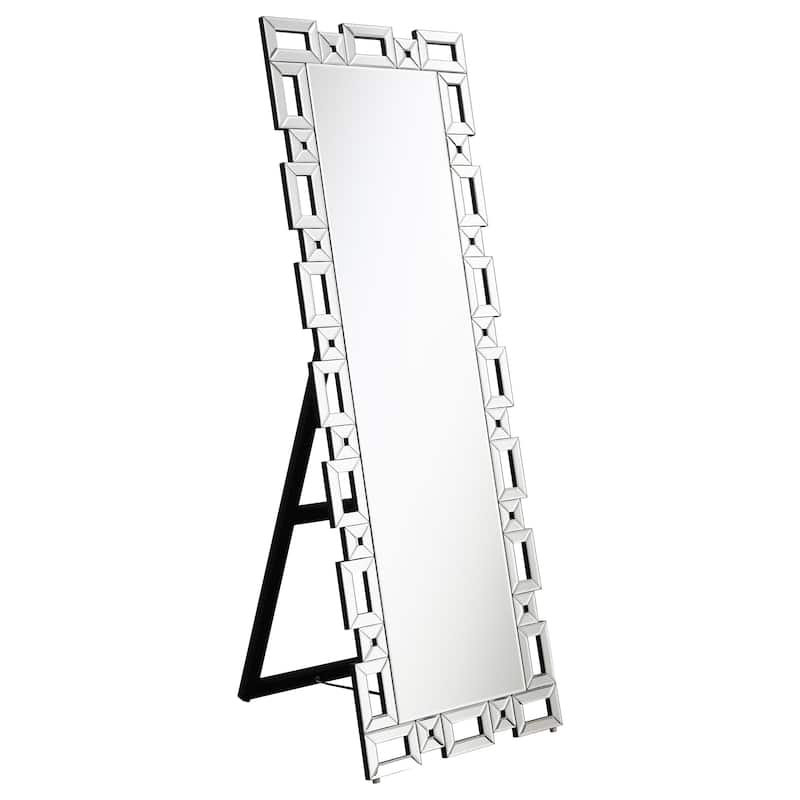 Tavin 24 x 65 Inch Geometric Frame Standing Mirror Silver - Mirror