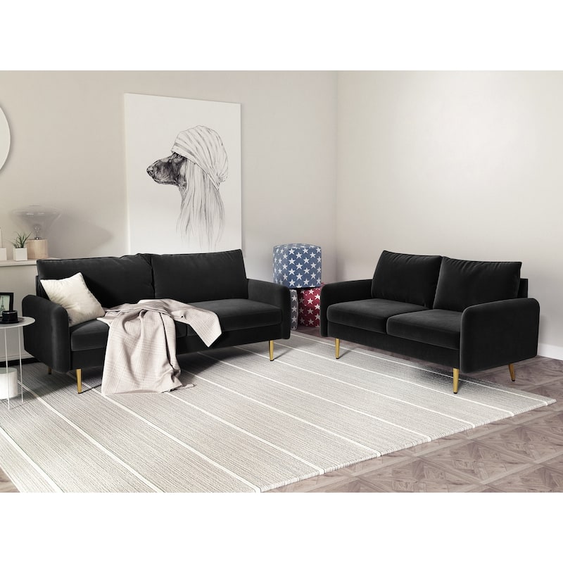 Velvet 2 Piece Loveseat and Sofa Living Room Set