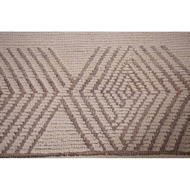 Ivory Moroccan Oriental Large Area Rug Handmade Wool Carpet - 11'8"x 15'1"