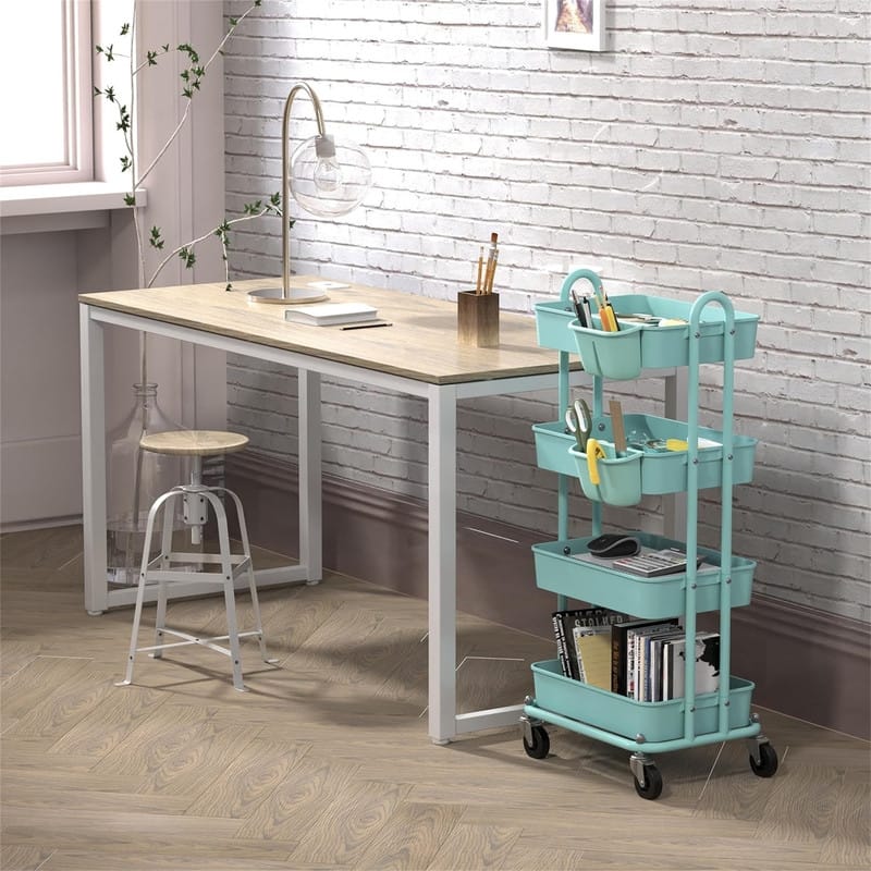 Heavy Duty 4-Tier Utility Rolling Cart - 12.25"D x 17"W x 37"H