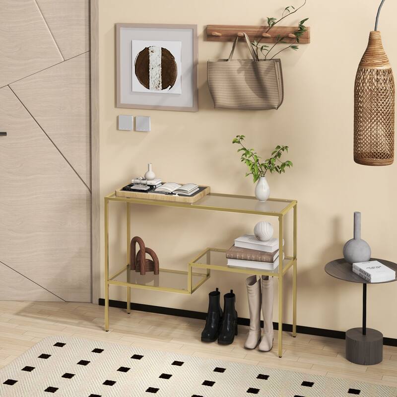 HOMCOM Gold Console Table