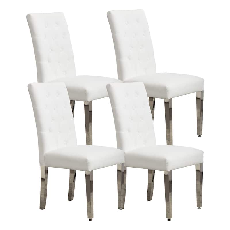 Set of 2 Modern Dining Chairs with Plush Velvet Upholstery, Sturdy Stainless Steel Legs & S-Shaped Springs - Ergonomic Support