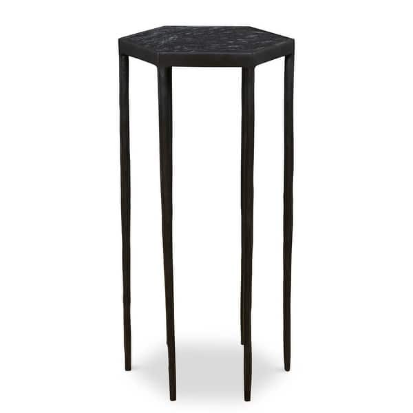 slide 2 of 4, Uttermost 25881 10.5" Wide Iron and Marble End Table Black