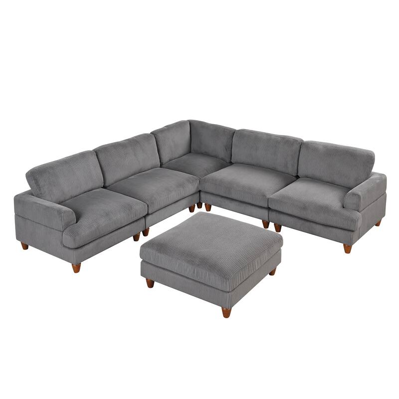Modern Sectional Sofa Couch with Ottoman, L-Shaped Corner Sofa Sectionals Convertible Sleeper Sofa Bed for Living Room Office