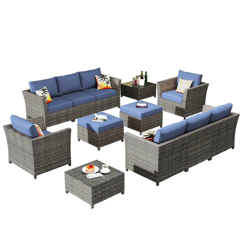 HOOOWOOO 12-piece Wicker Outdoor Sectional Sofa Set with Coffee Table
