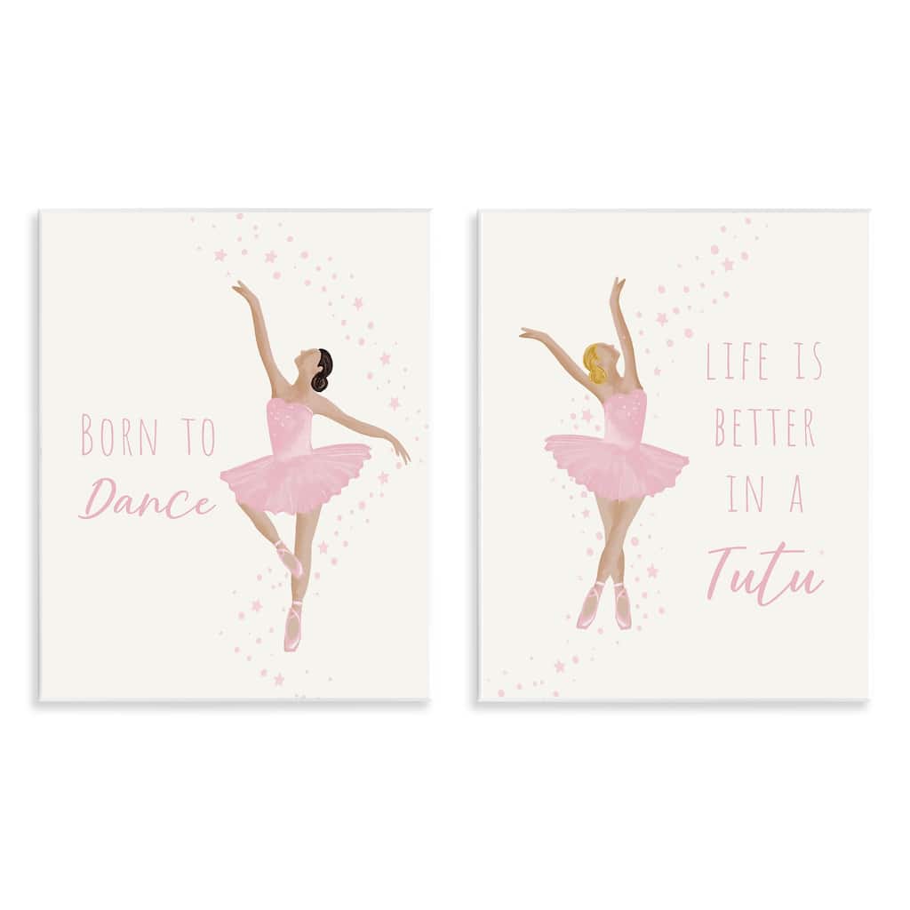Stupell Inspiring Ballerina Sentiments Wall Plaque Art Design By Chen Alyesh (Set of 2)