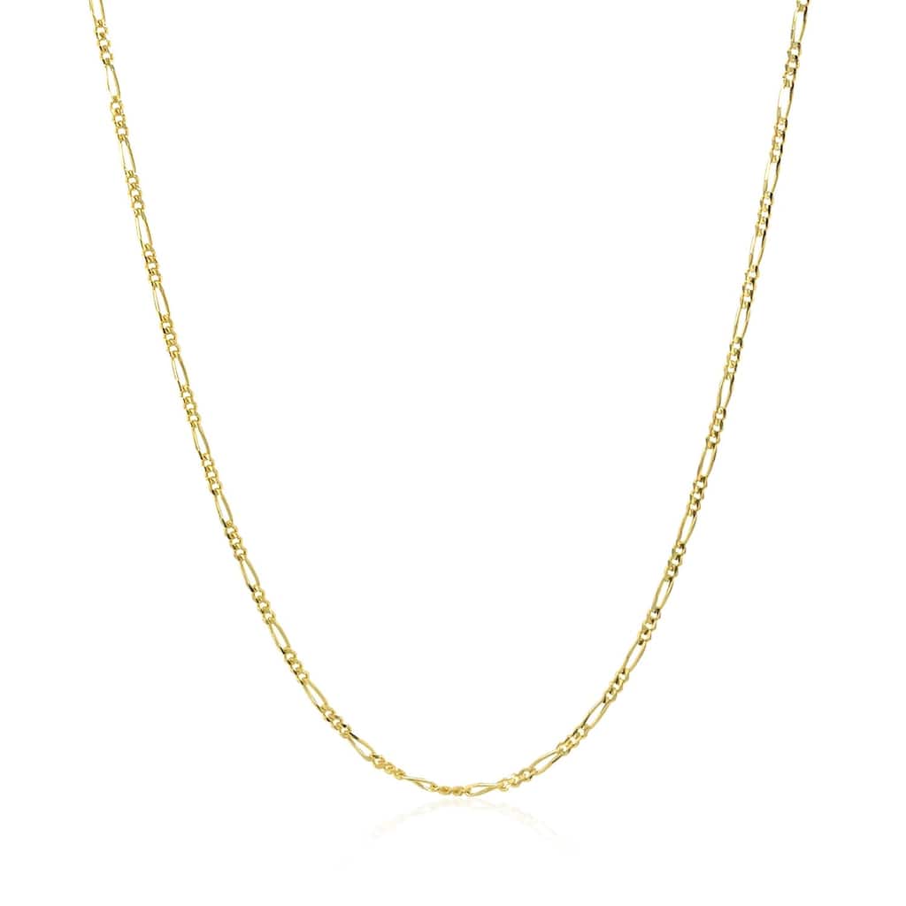 MayaMila 14k Yellow Gold Solid Figaro Chain 1.3mm